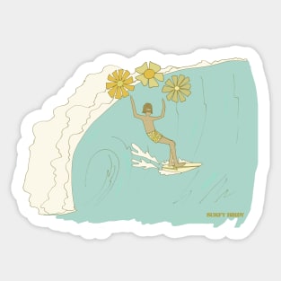 gerry lopez spreads flower power single fin // retro surf art by surfy birdy Sticker